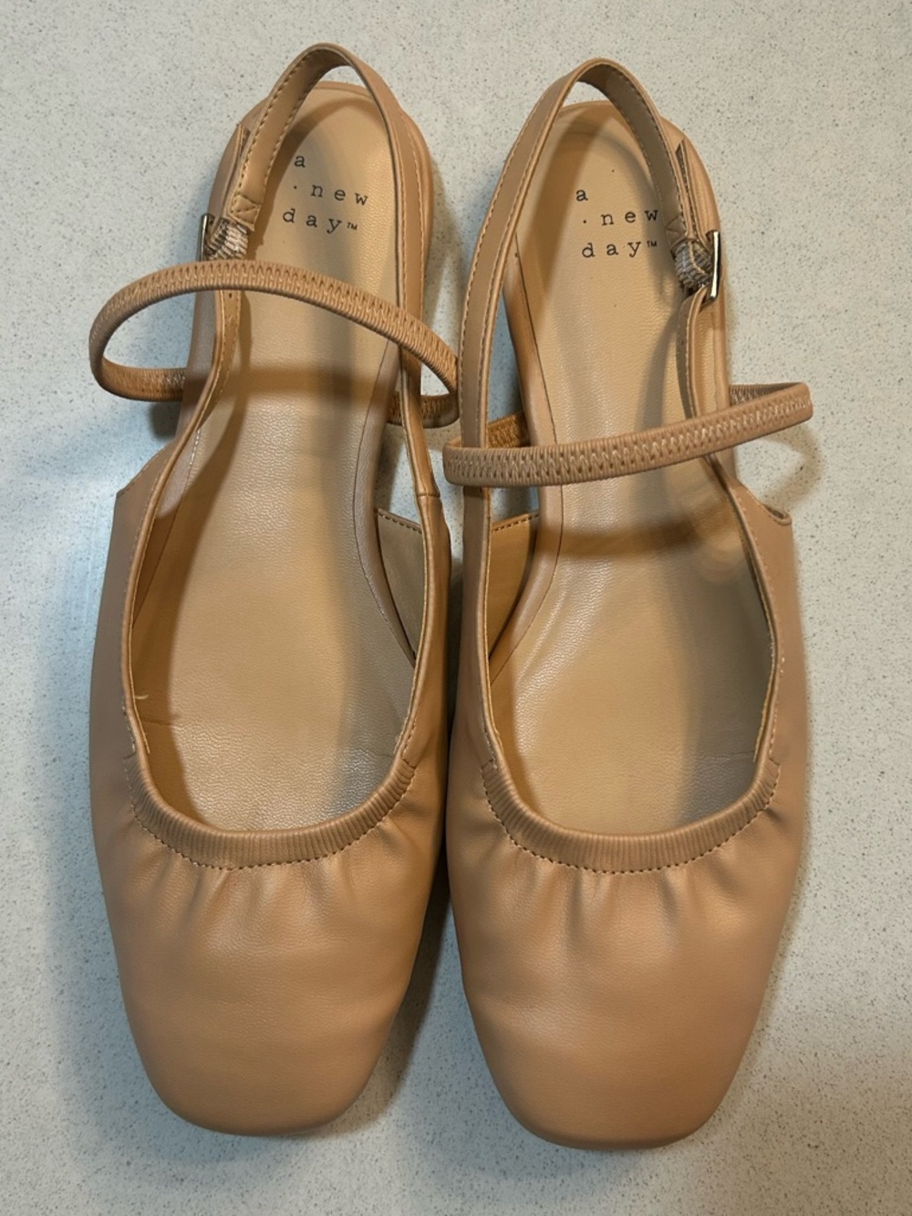 a new day Women's Vada Tan Mary Jane Slingback Flats - size 8